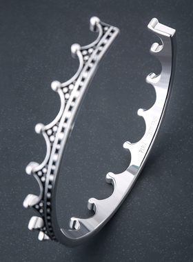 海盗船银饰皇冠手镯女复古小众