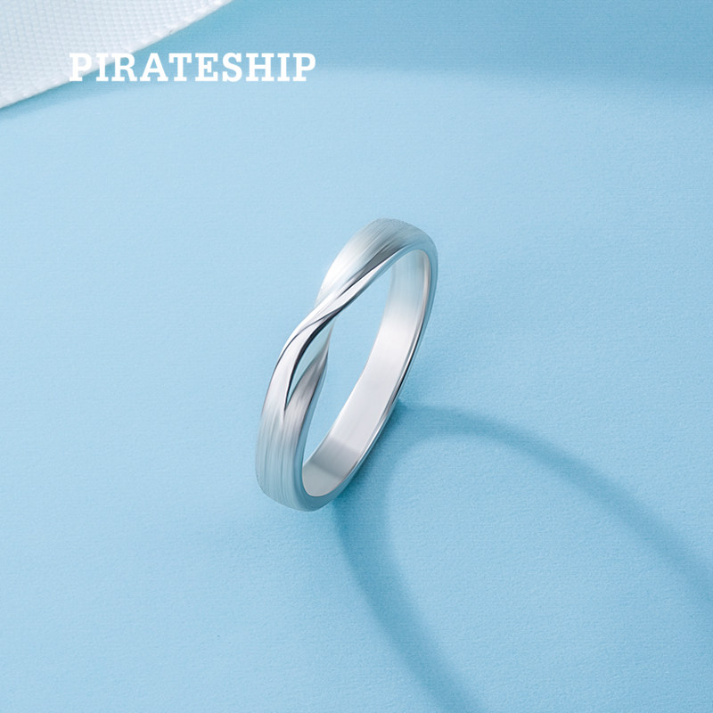 海盗船莫比乌斯环情侣925女银戒指 海盗船戒指/指环