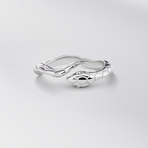 海盗船银饰开口灵动小蛇银戒指女小众设计生肖饰品礼物男士食指潮