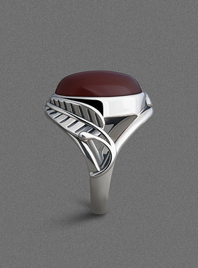 海盗船银饰红玛瑙戒指商场同款