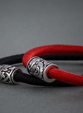 海盗船银饰端午节红绳男简约手绳