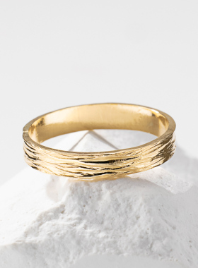 14K包金原始自然树纹戒指女