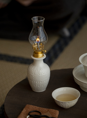 仿宋定窑白莲瓣刻花酥油灯香薰