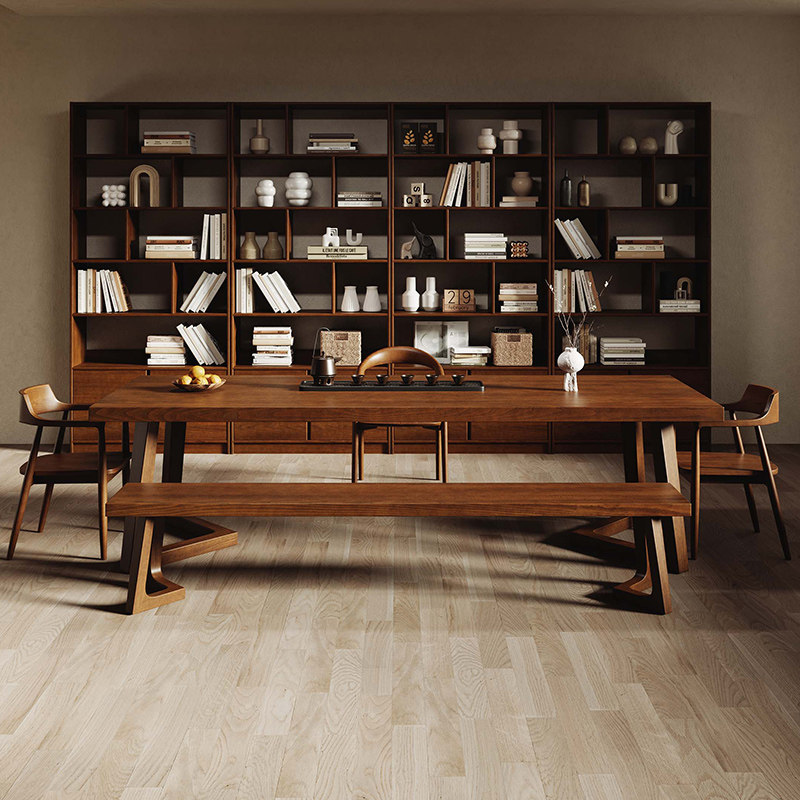 北美白蜡木茶桌椅组合家用新中式实木大板茶台一桌五椅办公室泡茶,淘宝优惠券,粉丝福利购,淘宝优惠卷