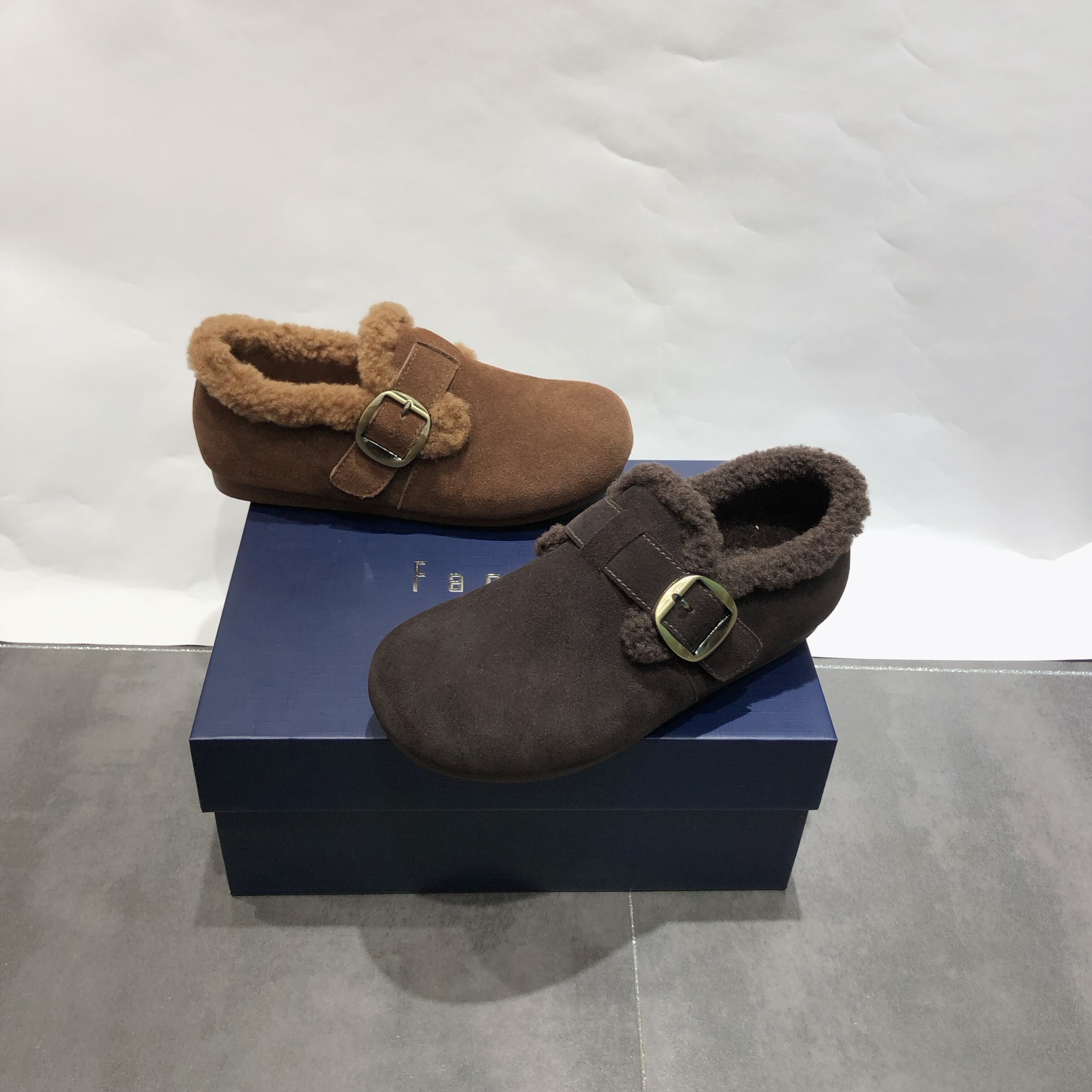 凡柔内增高勃肯鞋女2025冬季加绒保暖懒人一脚蹬毛毛鞋休闲豆豆鞋 - 图2