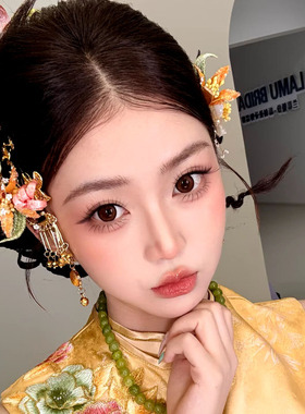 新中式龙凤新娘仿真花头饰