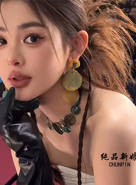 个性小众项链耳环复古夸张轻奢晚礼服敬酒服康康老师同款新娘配饰