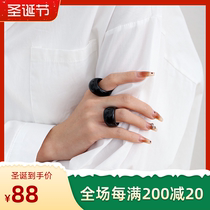 Y2KME Black Manau series pure handmade polished wide fashion temperament 100 lap ring Ring Ornament Original Design