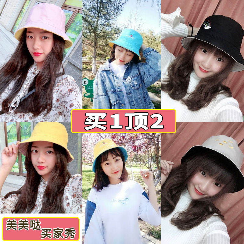 秀奴曼旗舰店帽子女夏天韩版日系双面防晒遮阳渔夫帽百搭时尚太阳帽夏季薄款潮2