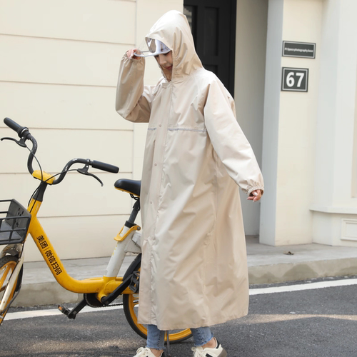 2026简约纯色速干成人连帽雨衣大学生长款防水雨披户外徒步防大雨 - 图0