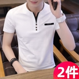 Трендовая хлопковая дышащая быстросохнущая футболка с коротким рукавом для отдыха, V-образный вырез