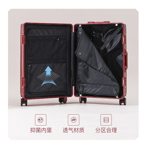 行李箱结婚陪嫁箱铝框红色密码箱一对拉杆箱新娘嫁妆旅行箱皮箱子 - 图2
