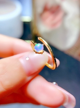 925纯银开口戒指空托圆形3*34*4