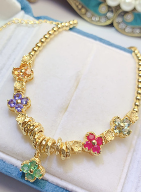 s925纯银镀金盘缠手链空托圆形3mm复古独特设计简单精致百搭女款