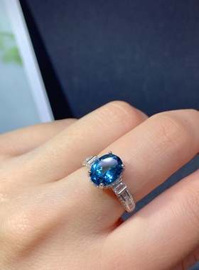 s925银饰戒指空托椭圆形8*10mm时尚轻奢网红开口戒托女镶托帕石