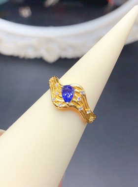 时尚新款水滴4*6mm戒指空托未镶嵌s925银饰品精工重叠活圈