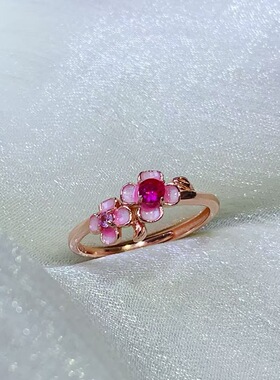 s925银镀金戒指空托圆形3*3mm樱花戒指复古独特设计简单精致百搭