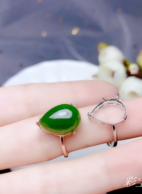 925银戒指托简单水滴形3*20