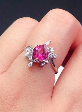 时尚豪华戒指镶嵌空托心7*7mm s925银镀金戒托活口可调节