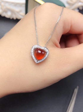 S925银饰吊坠空托心形8*8mm精致小围锆款吊坠托镶石榴石彩宝女