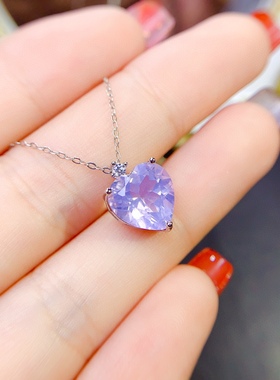 925银饰吊坠空托简约时尚百搭女心形8*810*10mm镶嵌托帕石紫水晶