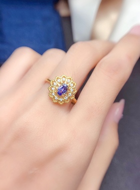 s925银饰戒指吊坠空托椭圆套装银托4*6个性蕾丝复古精致镶坦桑石