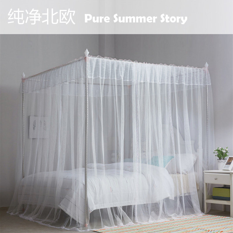 蚊帐三开门式加密加厚家用文帐子1带支架1.5米1.8m床2.0双人2x2.2_虎窝淘