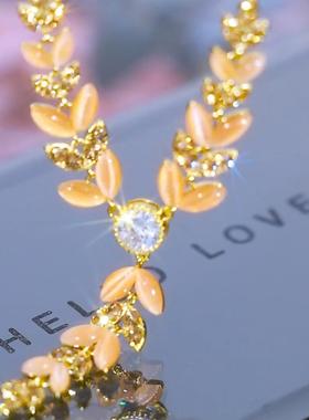 轻奢高级感锆石麦穗流苏项链