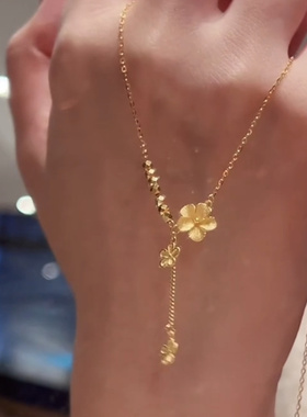 三世花轻奢金色浪漫小众锁骨链