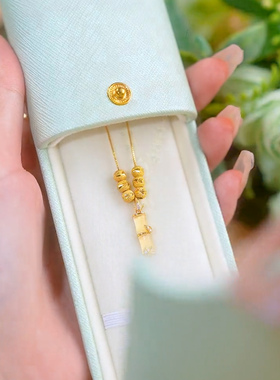 节节高升金色转运珠竹节项链短款