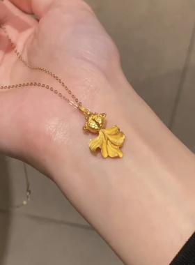 【鱼跃】灵动金鱼锦鲤可爱锁骨链项链女复古气质拉丝爆闪配饰潮