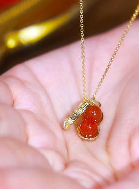 红色圆珠珠毛衣链项链