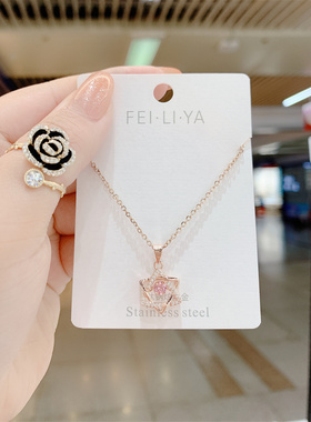 灵动粉钻六芒星项链女网红百搭