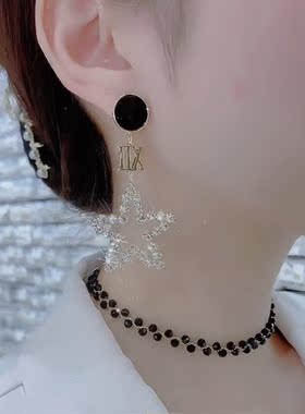 北拱星辰超闪大气款五角星耳环女