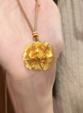 牡丹花开菠萝绳大气款花朵吊坠项链女气质设计感时尚新款配饰潮