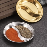 Круглый блюдо из нержавеющей стали, маленькое блюдо, золотая приправа соевая тарелка соус -тарелка, блюдо с закусочными, блюдо, сплит