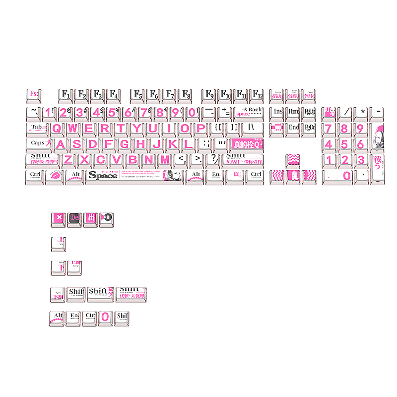 黑吉蛇键帽PBT五面热升华MOA高度键帽分裂空格键键alice键帽侧刻 - 图3