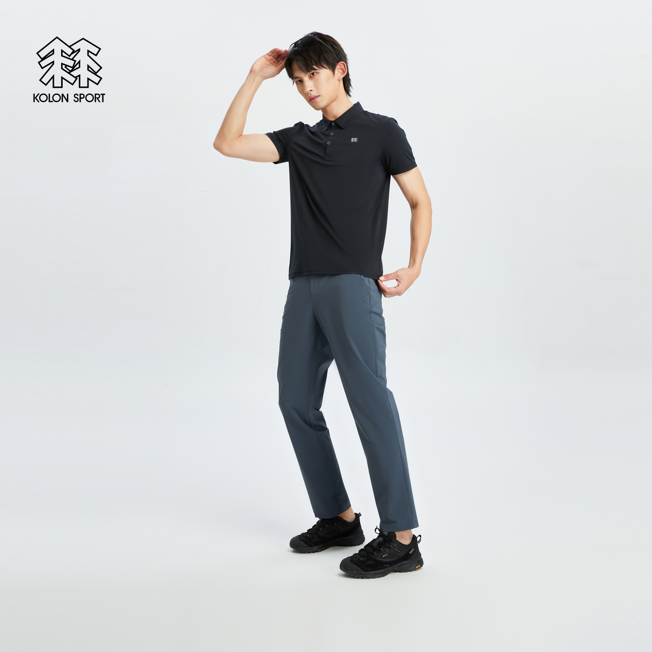 KOLON SPORT可隆男子NATURETOP热压防晒UPF50+运动吸湿速干POLO衫 - 图1