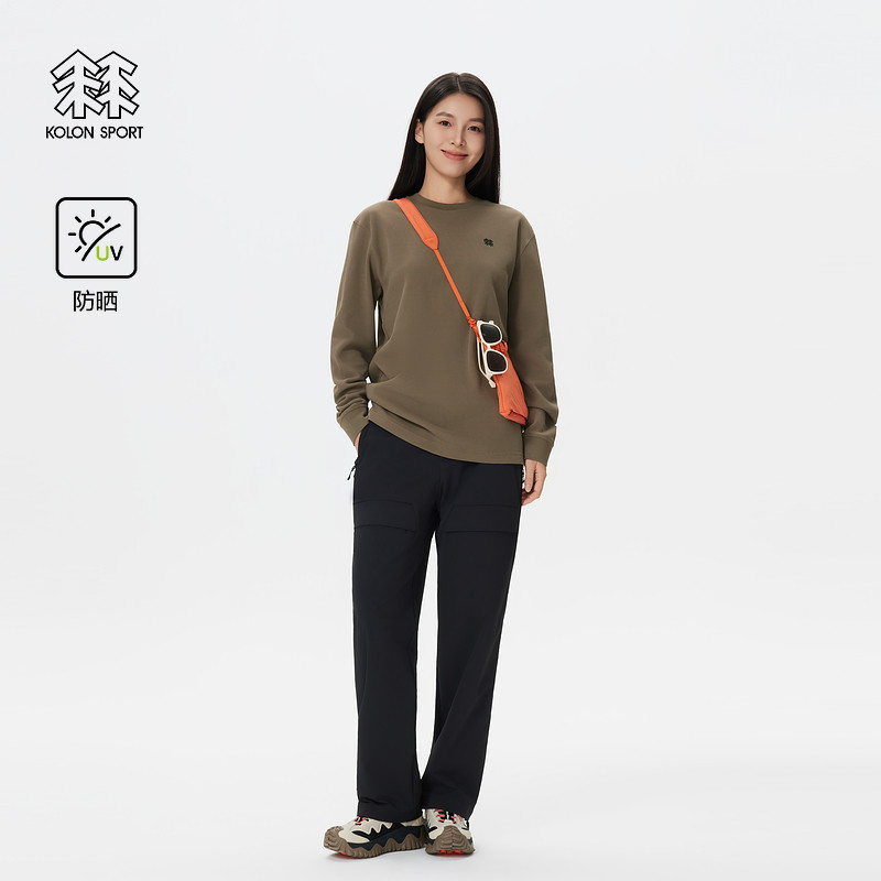 KOLON SPORT可隆户外休闲衣防晒UPF50+男女同款华夫格长袖T恤,淘宝优惠券,粉丝福利购,淘宝优惠卷