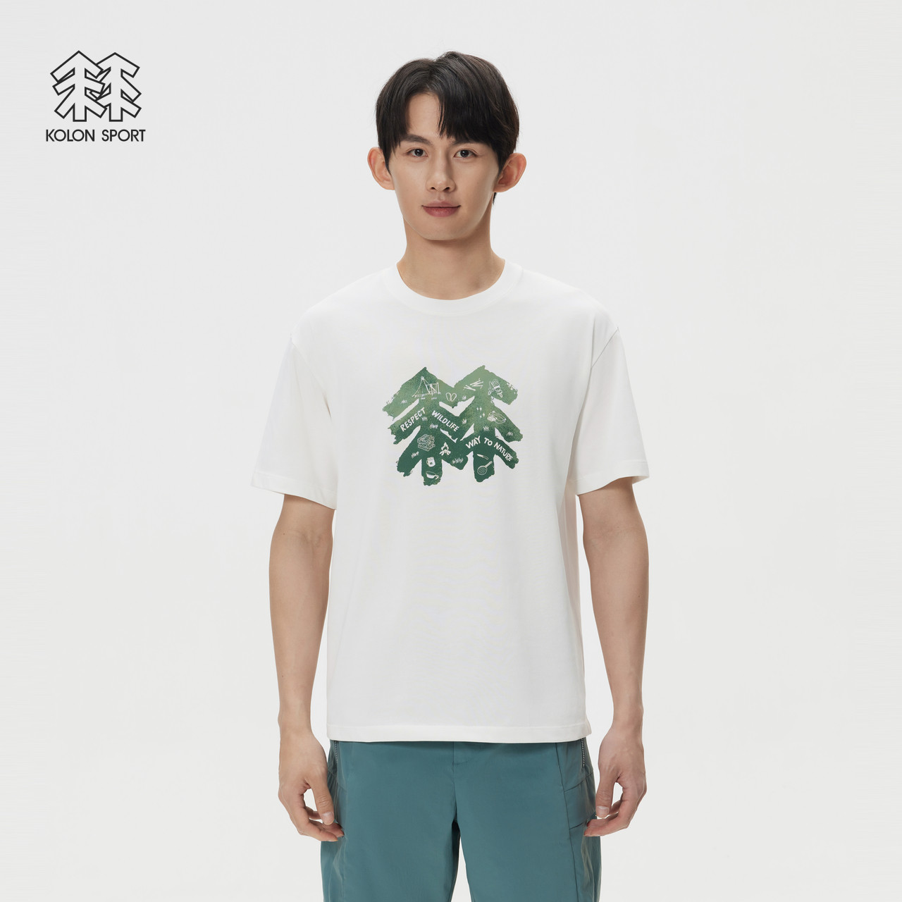 KOLON SPORT可隆短袖T恤男女同款半宽松图案印花圆领垂坠感上衣,淘宝优惠券,粉丝福利购,淘宝优惠卷