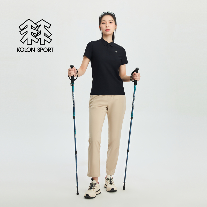 KOLON SPORT可隆女子AIRMESH网孔透汽户外运动短袖T恤凉感POLO衫-图1