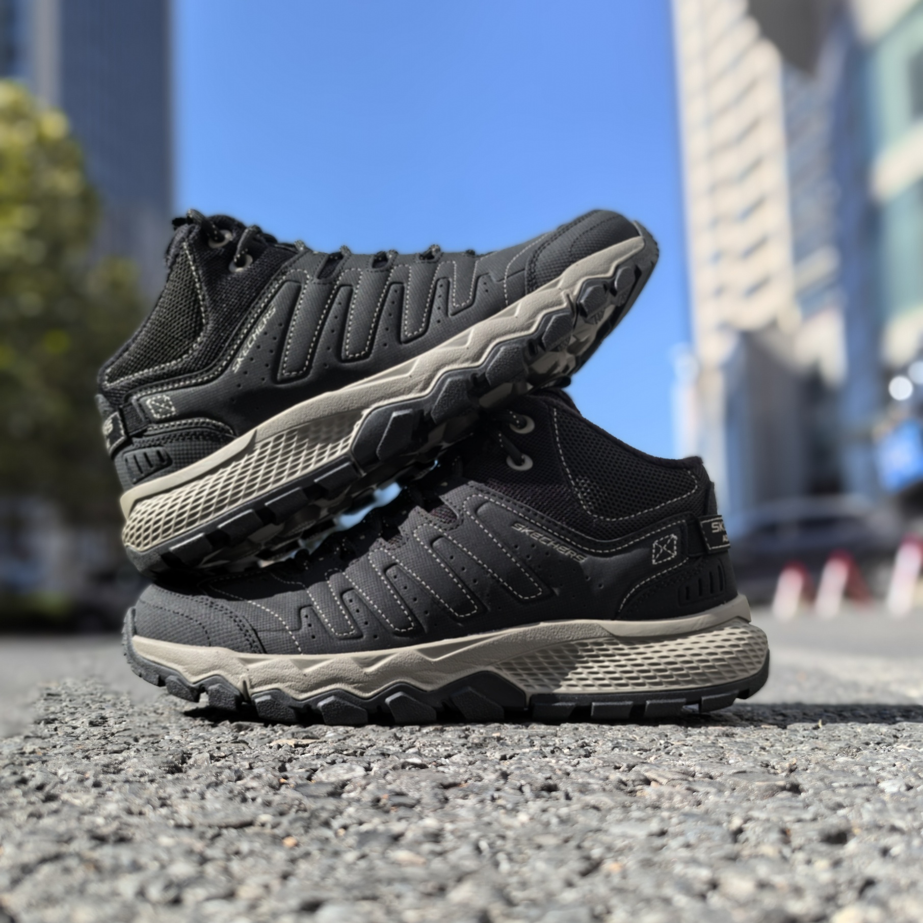 朋聚skechers斯凯奇25年新黑武士男加绒户外徒步越野休闲鞋237632 - 图3