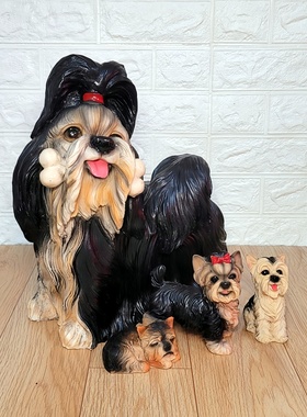 创意约克夏装饰品树脂桌面小摆件