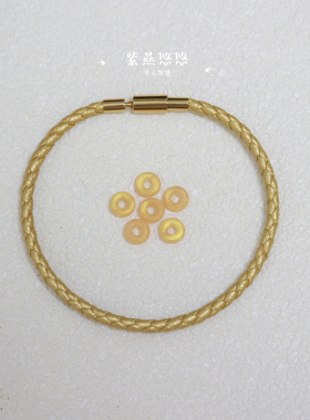 可穿硬金硬银饰品配绳皮绳金色手链不锈钢螺丝扣定型皮手绳防水