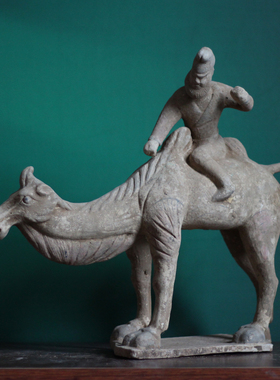 仿古陶骆驼载物驼丝绸之路骆驼陶器摆件驼上人西域胡人骑驼俑摆设