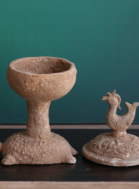 博山炉灰陶香炉香薰灯台烛台摆件