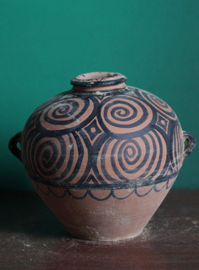 马家窑彩陶罐双系瓶仰韶文化摆件