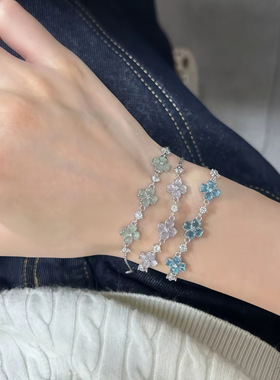一米铜合金四叶手链女小众心形甜美ins小众设计个性闺蜜手饰品