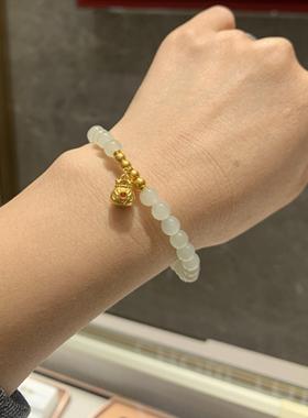 周大福和田玉福袋挂坠手串