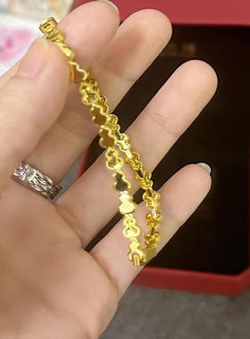 周大福闪耀鱼鳞亮面葫芦黄金手链